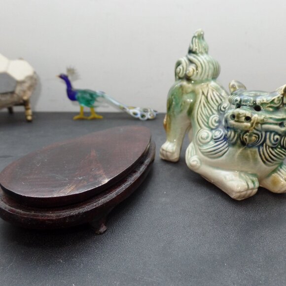 Vintage Chinese Porcelain Foo Dog Sculpture Figurine Shi Shishi Guardian Statue - Picture 9 of 13